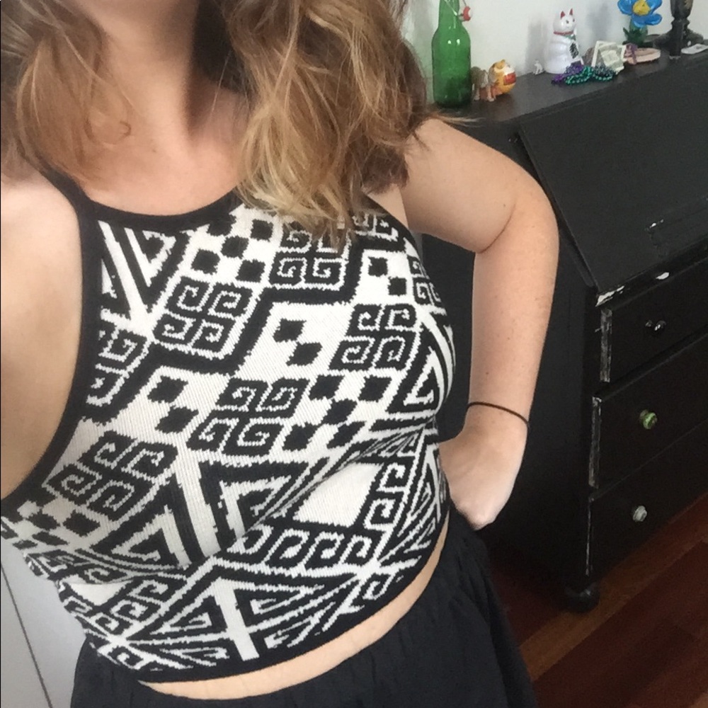 Tribal Crop Top, Camel and Black